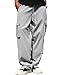 ZAFUL Work Cargo Pants for Men Casual Wide Leg Joggers Stretch Sweatpants Hip Hop Fashion Clothing for Travel (Light Gray-2 XL)