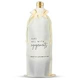 Engagement Wine Bottle Gift Bags Engagement Gifts for Him Her Couples Engagements Wine Bag Pairs Well With Getting Engaged Flax Drawstring Bag Bridal Shower Bachelorette Party Gift for Bride
