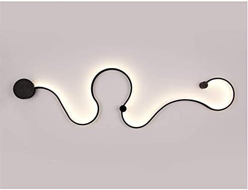 Miniatura 5 de LITFAD 50 "W Waves Wall Lighting Ideas Modernista Metal LED Lámpara de pared Aplique Negro Lámpara de pared creativa Lámpara de techo en luz blanca