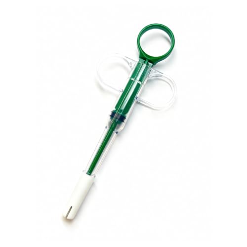 Cat Pill Shooter, Integrated Pet Pill Popper for Cats and Dogs, Pet Piller Gun for Small Animals, Dog Medicine Dispenser with Fixed Soft Tip, Silicone & ABS (Green)