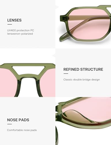 SOJOS Retro Rectangle Aviator Sunglasses for Women Men Trendy 90s Classic Square Frame Shades SJ26274