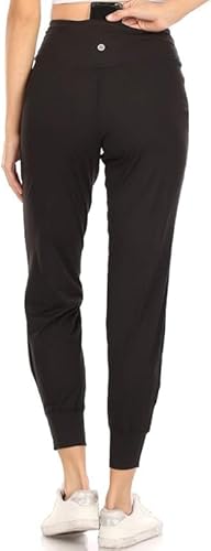 SINAZ USA Calça de moletom esportiva feminina activeflex para ioga com bolsos, Preto, P