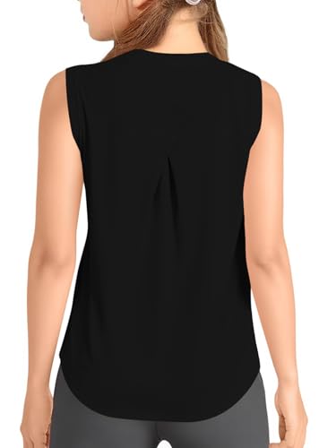 Catálogo para Comprar On-line Ropa de Running para Niño Top 10. 44 Haloumoning Camisetas deportivas sin mangas para niñas, camisetas de tenis y yoga, camisetas de running de secado rápido para niños de 5 a 14 años, color negro