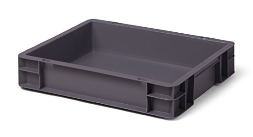 1a-TopStore Eurobehälter | Stapelkiste | Lagerbehälter | Kunststoff- und Transportbox | über 23 Größen | viele Farben | lebensmittelecht & aus robustem PP (Grau 40x30x7 5 cm)
