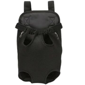 Mochila Canguru para Transporte de Cachorros e Gatos, Tecido Acolchoado e Respirável, Alças Ajustáveis, Usada tanto na Frente Quanto Nas Costas, Passeio Com Seu Pet- QH Shopp (Preto, G)