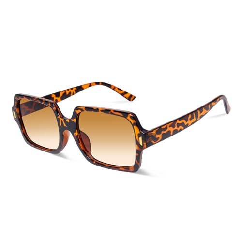 Retro Square Sunglasses for Women Men Trendy Classic Rectangle Sun Glasses Vintage 70s Shades