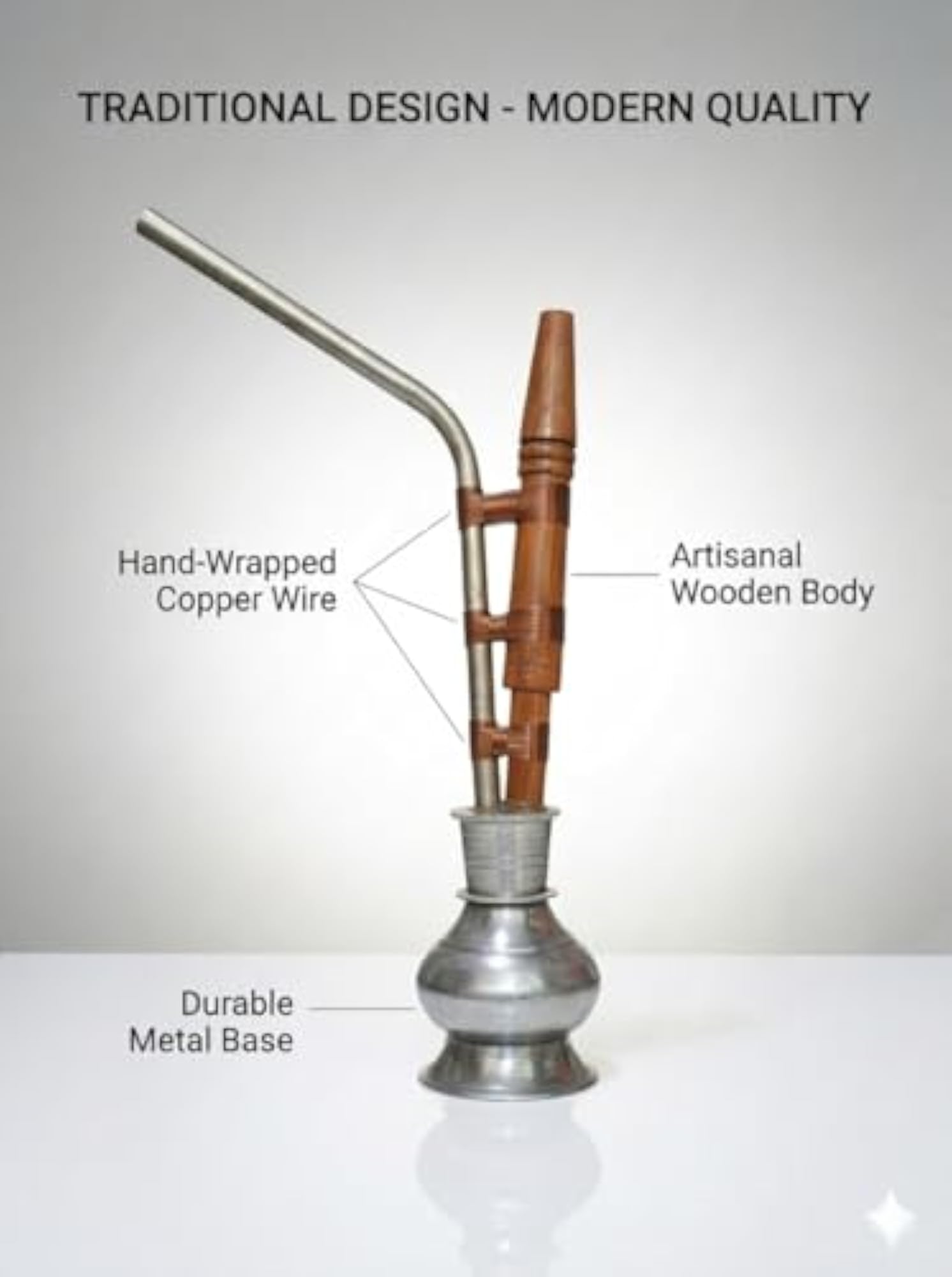 Decorative Metal and Wood Hookah Showpiece