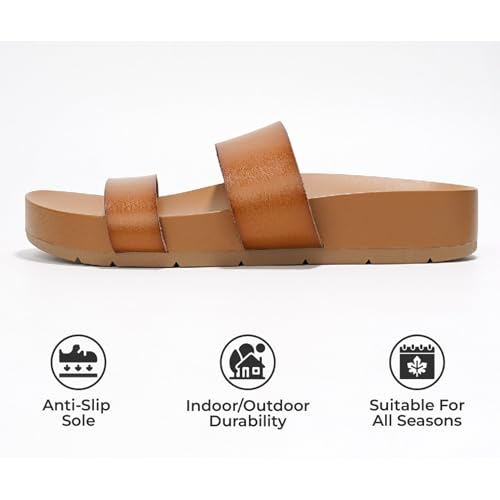 Project Cloud Memory Foam Slide Sandals Women Footwear - Lightweight Two-strap and Non-Slip Vegan Leather Platform Slides - Summer Sandals for Women 2025 (HILLTOP)3