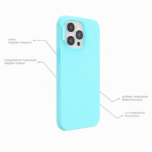 PopSockets iPhone 14 Pro Hülle mit MagSafe, Handyhülle für iPhone 14 Pro, Grip separat erhältlich, kabellos aufladbar - Butterfly PEA Blue – Ansicht 4