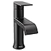 Moen Genta LX Matte Black One-Handle Single Hole Modern Bathroom Sink Faucet with Optional Deck Plate for 3-hole Sinks, Waterfall Bathroom Faucet, 6702BL