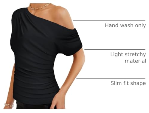 Image of GRACE KARIN One Shoulder Summer Tops for Women Ruched Batwing Asymmetrical Tops Dressy Casual Party Shirts