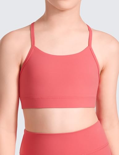 Image of CRZ YOGA Girls Butterluxe Y Back Sports Bra | Light Support, Removable Pads, Yoga, Athletic, Extremely Soft, Scoop Neck, Spaghetti Straps, for Teen