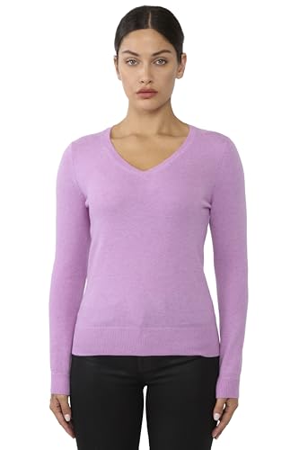 Image of JENNIE LIU Women's 100% Pure Cashmere Long Sleeve Pullover V Neck Sweater
