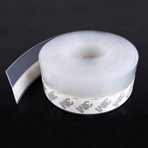 Image of TAROSE Weather Stripping Door Seal, 49 Feet Long Transparent (Width 25mm) | Shower Door Seal Strip, Adhesive Silicone Tape, Door Draft Stopper, Blocks Drafts and Noise, for Doors & Windows