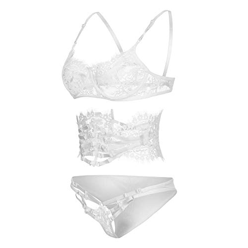 Nuisettes et déshabillés en dentelle blanche pour femme | Ensemble lingerie sexy L