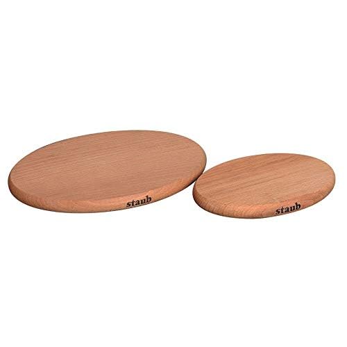 STAUB Magnetischer Holz-Untersetzer, oval, 15x11 cm, Für alle magnetischen Töpfe und Pfannen, Buche-Holz, Braun – Ansicht 2