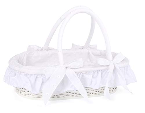 Small Foot 11416 Panier de Transport pour poupées en Blanc, intérieur recouvert de Tissu, Coussin et Couverture, Jouets à partir de 3 Ans Multicolore