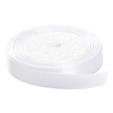 Solid Color Satin Ribbon, Kissbuty 3/8 Inch 25 Yards Gift Wrapping Ribbons Single-Sided Fabric Ribbon Embellish Ribbon Silk Ribbon Roll for Bows Crafts Gifts Party Wedding (White)