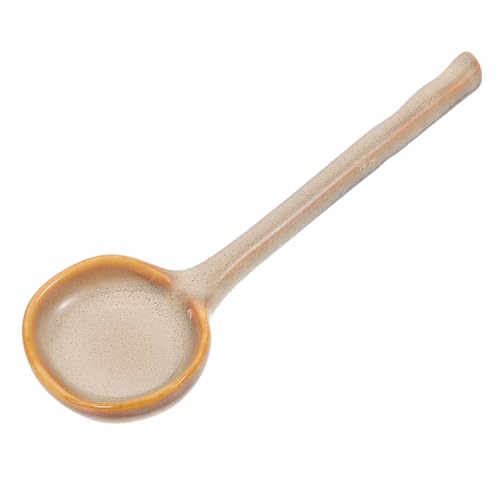 PRETYZOOM Cuchara De Cerámica Retro Para Servir Cuchara Larga De Mango Para Arroz Ramen Sopas Avena Yogur Ensalada Postre La Mesa Cocina