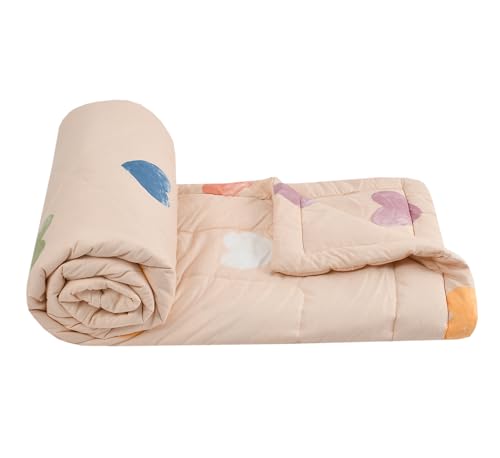 Image of FRESH FROM LOOM Microfiber All Seasons Collection Micro Fiber Comforter | Dohar | Quit | Single Bed | Double Weaved | Washable | Hypoallergenic Skin Friendly (Heart-Brown | 60x90 in, Single Bed)