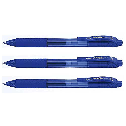 Pentel Set of 3 Liquids Stylo-Roller Gel EnerGel-X BL107, Blue