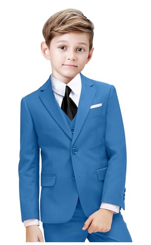 Image of Suit for Boy Formal Slim Fit Tuxedo 5 Pieces Kids Toddler Wedding Outfit Blazer Pants Vest Set Boys Suits