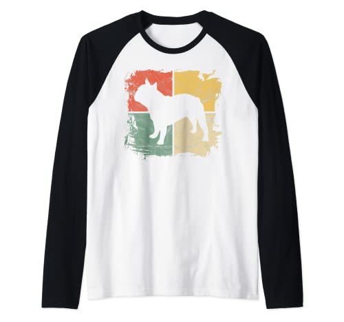 Cuadrado Retro Bulldog Francés Propietario Regalo Perro Frenchie Papá Mamá Camiseta Manga Raglan
