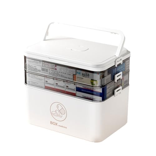 Boîte de rangement à 3 étagères, portable, multi-usages, avec couvercle transparent, poignée de transport, boîte de rangement, boîte de rangement,...