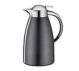 alfi Teekanne Signo, Thermoskanne Metall grau 1L, mit alfiDur Glaseinsatz, 1421.268.100, Isolierkanne hält 12 Stunden heiß, ideal für Tee oder als Kaffeekanne, Kanne für 8 Tassen