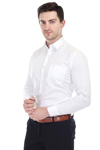 Image of Men's Solid Cotton Blend Formal Shirt with Pocket | Plain Design with Spread Collar & Full Sleeves - Regular Fit (Pack of 2)