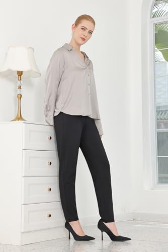 Bamans Womens 27"/29" Dress Pants Work Office Slacks Business Casual Stretch Skinny Leg with Pockets4