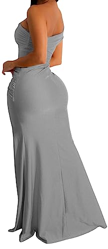 Women's Sexy Off Shoulder Bodycon Maxi Dresses Elegant High Split Club Party Long Dress2