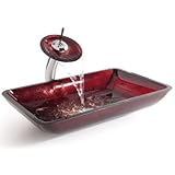 Lavabo de cristal con tapa de cristal para salas de baño estéticas, 56 x 35,6 x 11 cm, color burdeos