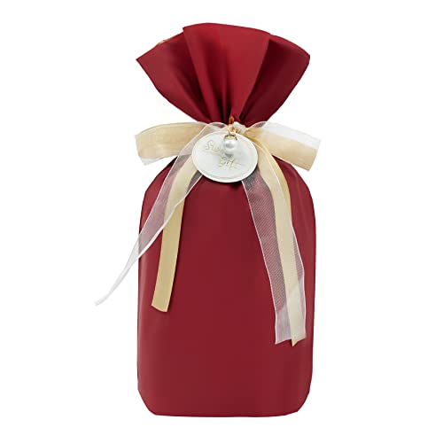 【HJFUL】ラッピング袋 包む ギフト袋 ラッピング 巾着袋 リボン装飾 バレンタイン(10枚セット ) (M, 赤)
