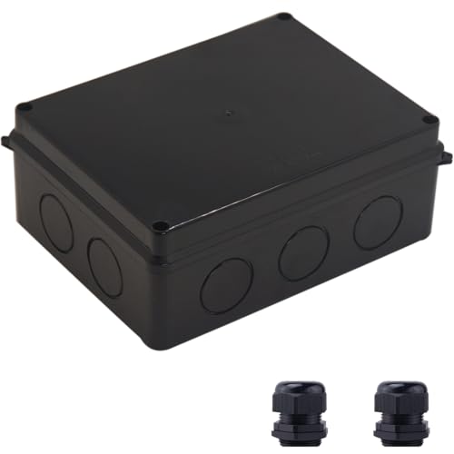 Image of Electrical Box, Outdoor Waterproof Box IP65 Junction Box with Reserved Holes,ABS Plastic Project Box Power Cord Enclosure Black 7.9 x 6.1 x 3.1 inch(200x155x80mm)