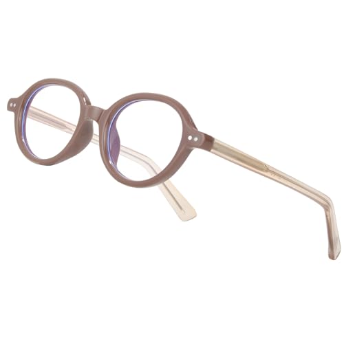 Image of Vintage Round Glasses for Men Women Retro Oval Blue Light Glasses Fake Nerd Eyeglasses