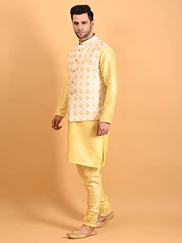 Image of Uri and MacKenzie Men's Silk Blend Kurta Pajama with Designer Ethnic Nehru Jacket /Modi Jacket