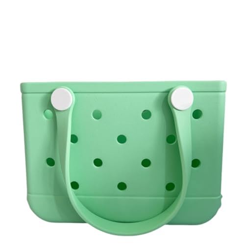 3 Sizes Waterproof Rubber Beach Tote Bag - Large/Medium/Small Waterproof, Sandproof, Washable, Lightweight Travel & Outdoor (Light Green, Small)