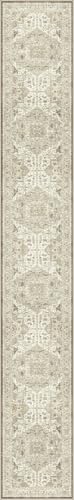 Madane 3x20 Hallway Runner Rug - Extra Long Carpet Runners for Hallways 20ft Non Slip Stain Resistant Rugs Runner for Living Room Bedroom 20 Feet Distressed Floor Carpet for Kitchen, Ivory/Brown