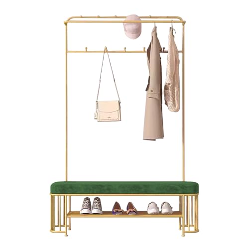 Organizador de entrada 3 en 1, árbol de abrigo con estante de almacenamiento de zapatos y ganchos para sombreros, guantes, solución de ahorro de espacio para pasillo, sala de estar, dormitorio