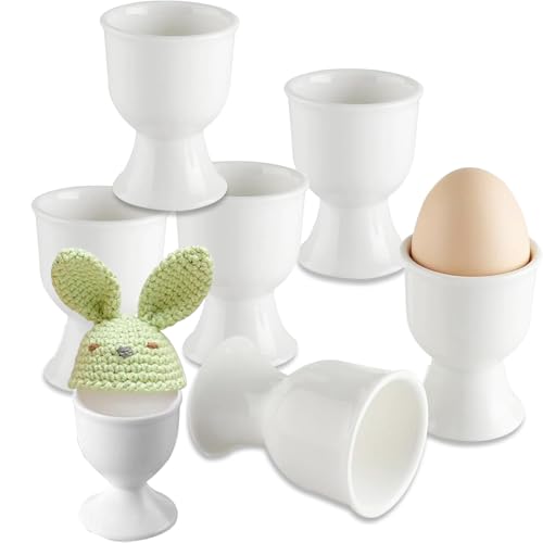 Set di 10 Portauovo Rotondi,Huevera De Porcelana,Pasqua Portauovo,per Colazione a Brunch e Buffet,Design Classico e Semplice, Perfetti per La Colazione e l'Uso Quotidiano, Bianco Crema