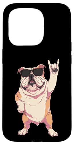Cool Bulldog Rock Hand Sign �T���O���X Rebel �O���t�B�b�N �p�� �X�}�z�P�[�X iPhone 15 Pro �p