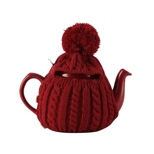 Image of One Piece Tea Cozy for 2 Cups Size,600ml,20oz,Not Include Teapot. (RED)