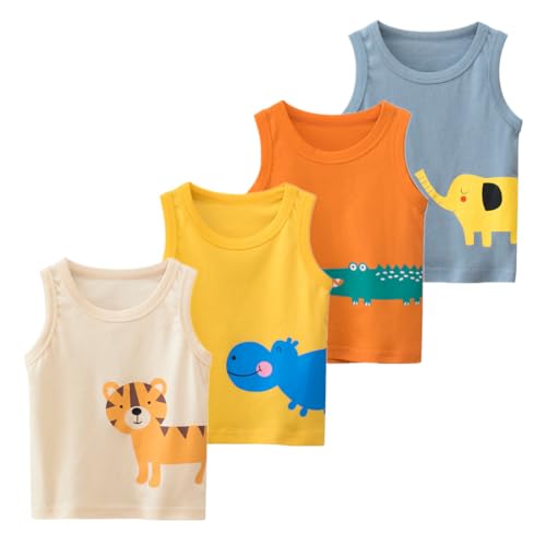 Débardeur garçon en coton lot de 4 maillots de corps enfants 1-8 ans