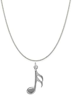 Raposa Elegance Sterling Silver Sixteenth Musical Note Charm on a 20" Box Chain