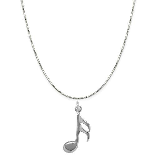 Raposa Elegance Sterling Silver Sixteenth Musical Note Charm on a 20" Box Chain