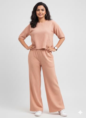 Image of Zilcon Women Bricks Wool 2 Piece Sets for Women Casual Summer Travel Vacation Outfits Pajama Sets Cap Sleeve Lounge Set