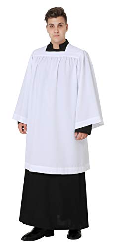 IvyRobes White Square Neckline Surplice Plain Church Clergy Surplice