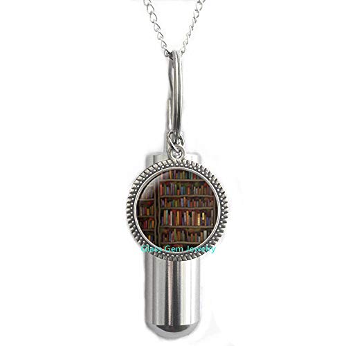 Preisvergleich Produktbild Antike Urne für Bücherregal, Urnen-Halskette, Buch-Urne, Buch-Schmuck, Bibliothek, Geschenk, Buch-Liebhaber, Geschenk, Buch, Einäscherungs-Urnen-Halskette, Q201
