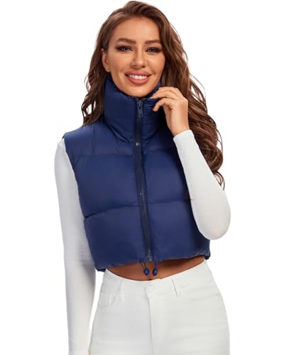 Chaleco acolchado ligero fuinloth mujer sin mangas y corto 7